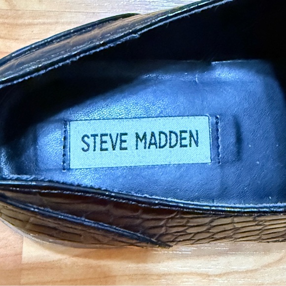 Steve Madden Black Croc Embossed Wrenley Flatform Shoe Size 9.5 - Picture 6 of 7
